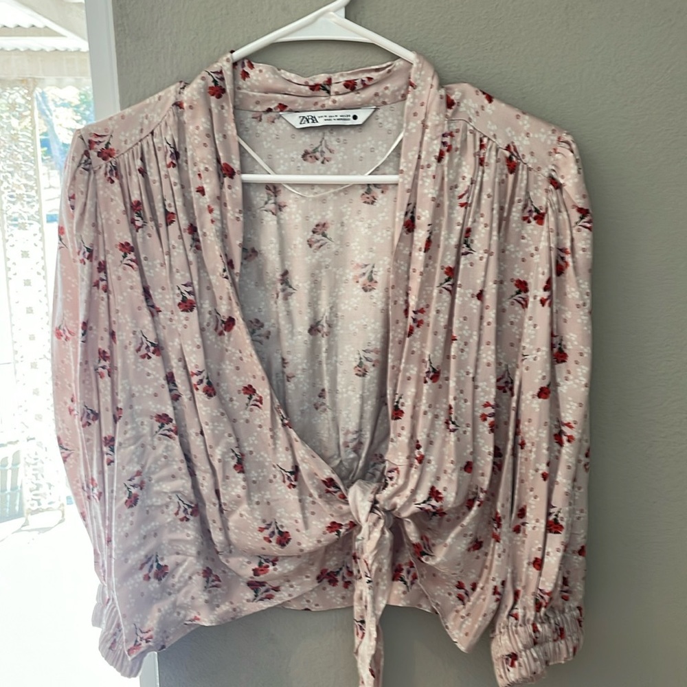 Zara open tie blouse